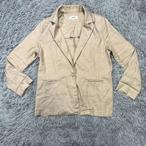 Level 99 Womens Linen Blend Lightweight Blazer Jacket Size Small Tan Neutral